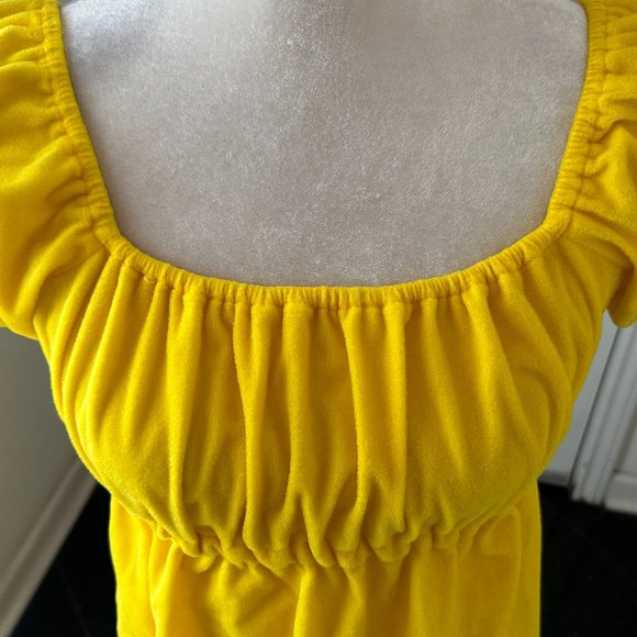 Vintage 70s Byer California Yellow Maxi Dress Empire Waist, Velvet Juliet Gown S - Picture 6 of 9